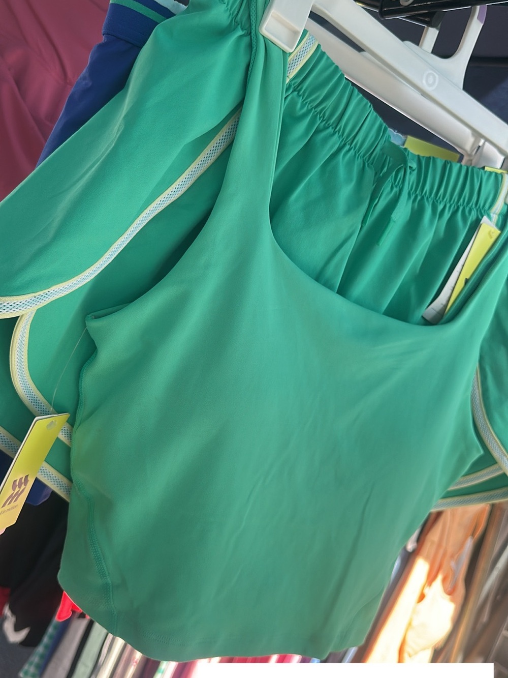 Women’s Green Athletic Shorts m and tank top large